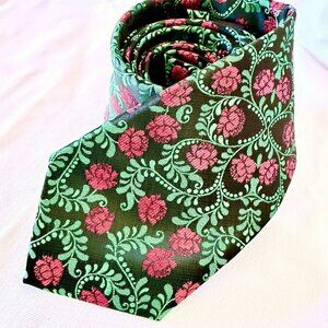 DiBanGu Men's Classic 100% Silk Tie Luxury Red Green Floral Ivy Paisley Jacquard